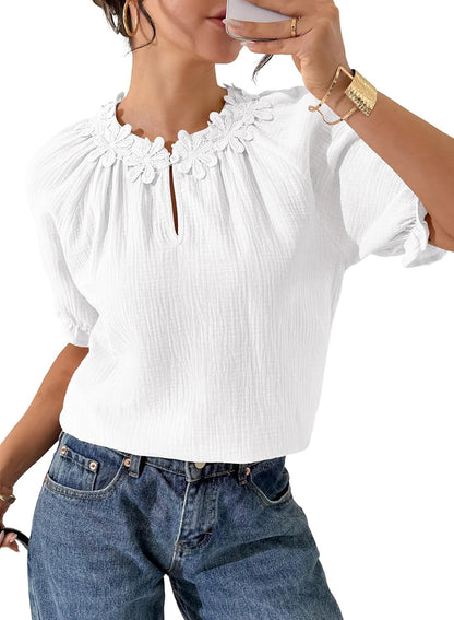 Puff Sleeve Lace Blouse