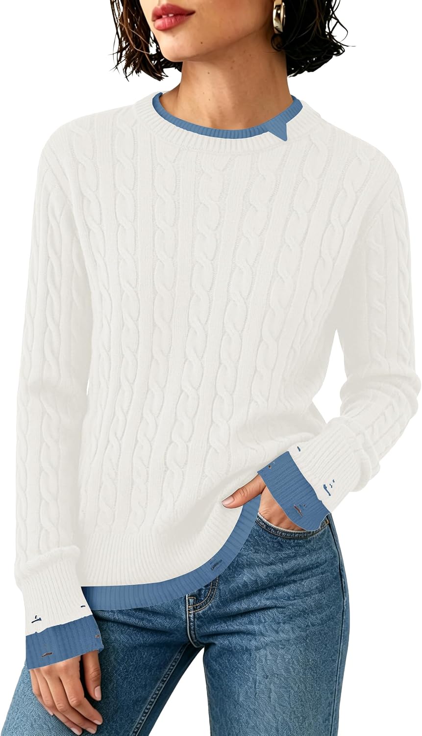 SAUKOLE Cable Knit Pullover