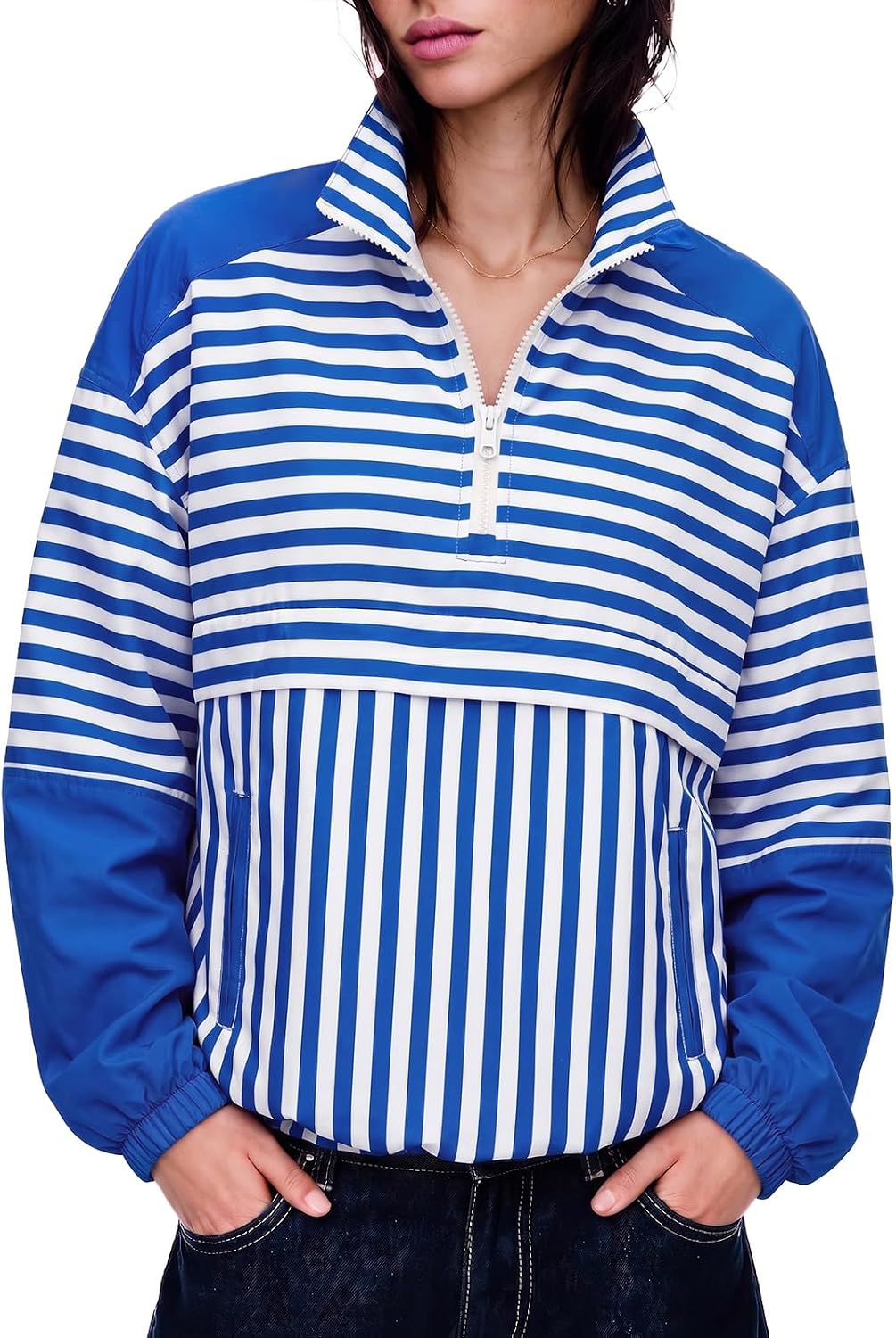 Striped Quarter Zip Pullover