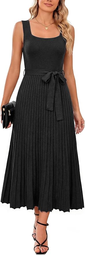 Wool Blend Square Neck Dress