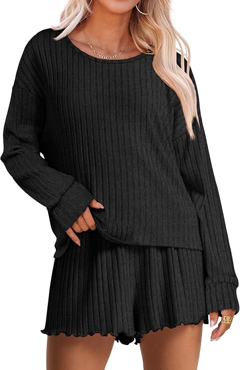 ANRABESS Ribbed Pajama Set