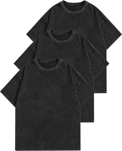 Oversized Cotton Acid Washed Tee 3pk