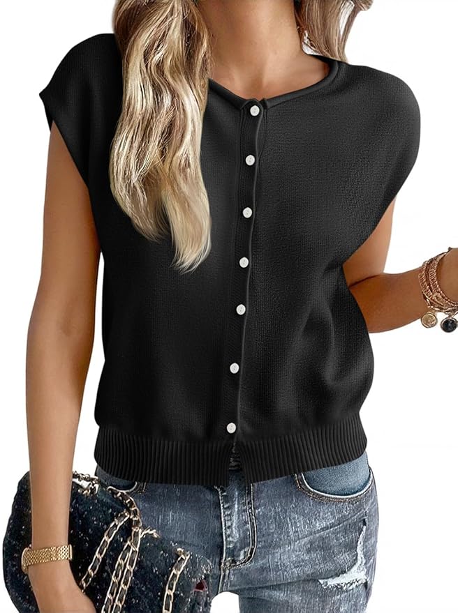 Cap Sleeve Sweater Cardigan