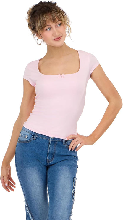 Cropped Square Neck T-Shirt