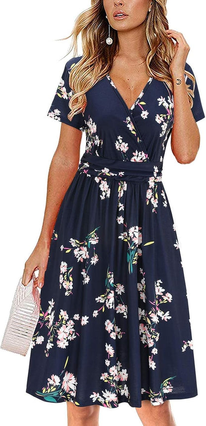 Short Sleeve Wrap Dress