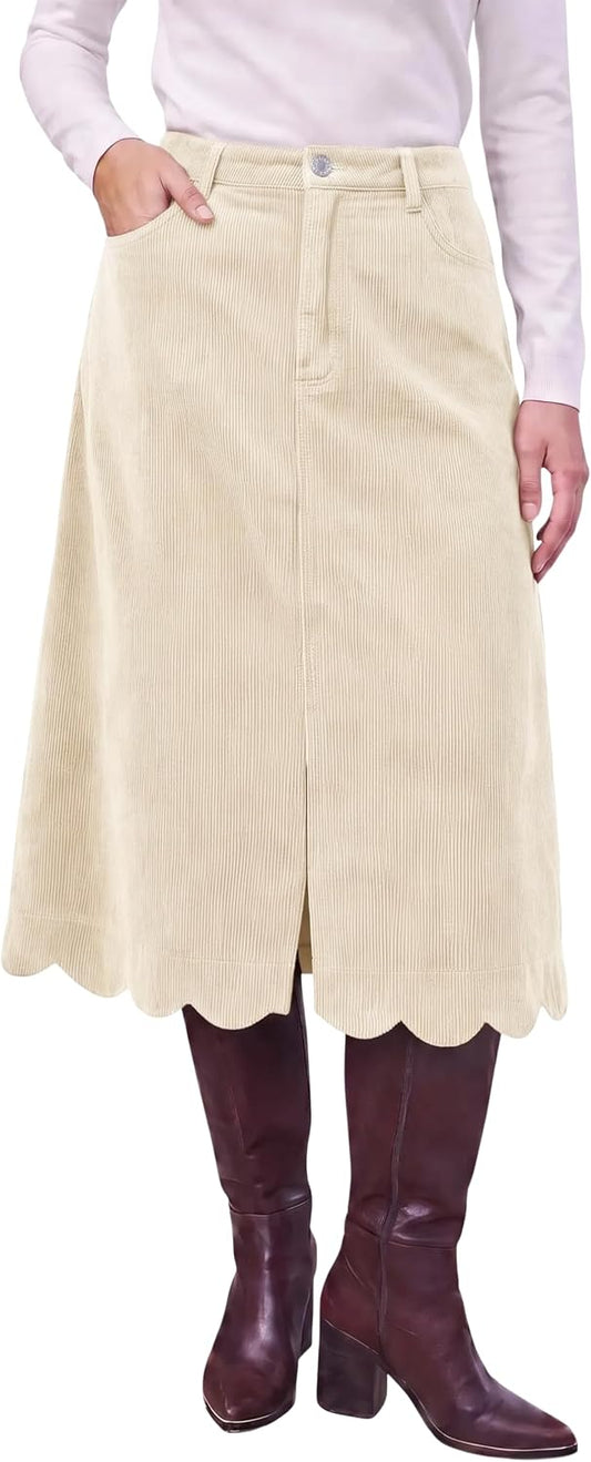 High Waisted Scalloped Skirt