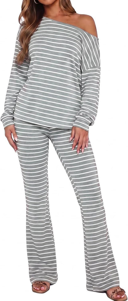 Striped Off-Shoulder Outfit