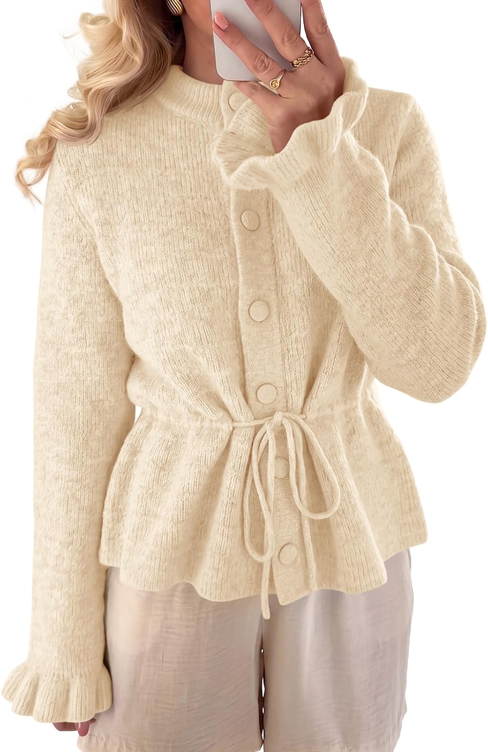 Ruffle Sleeve Cardigan