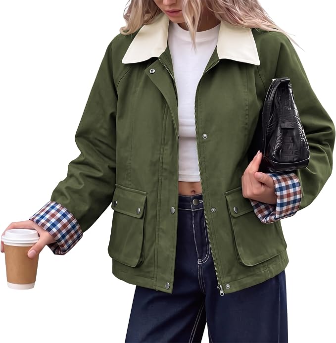 Contrast Collar Barn Jacket