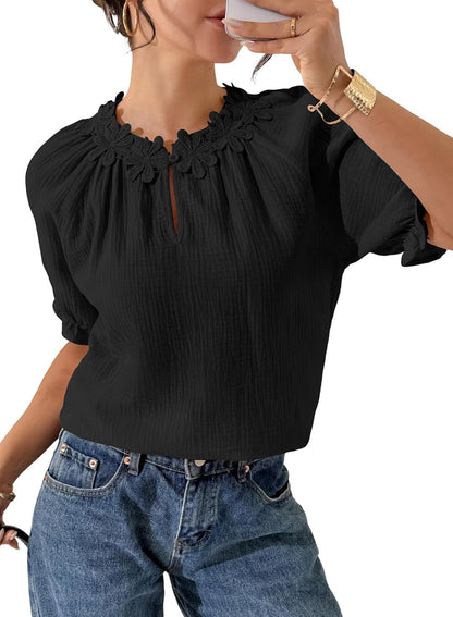 Puff Sleeve Lace Blouse
