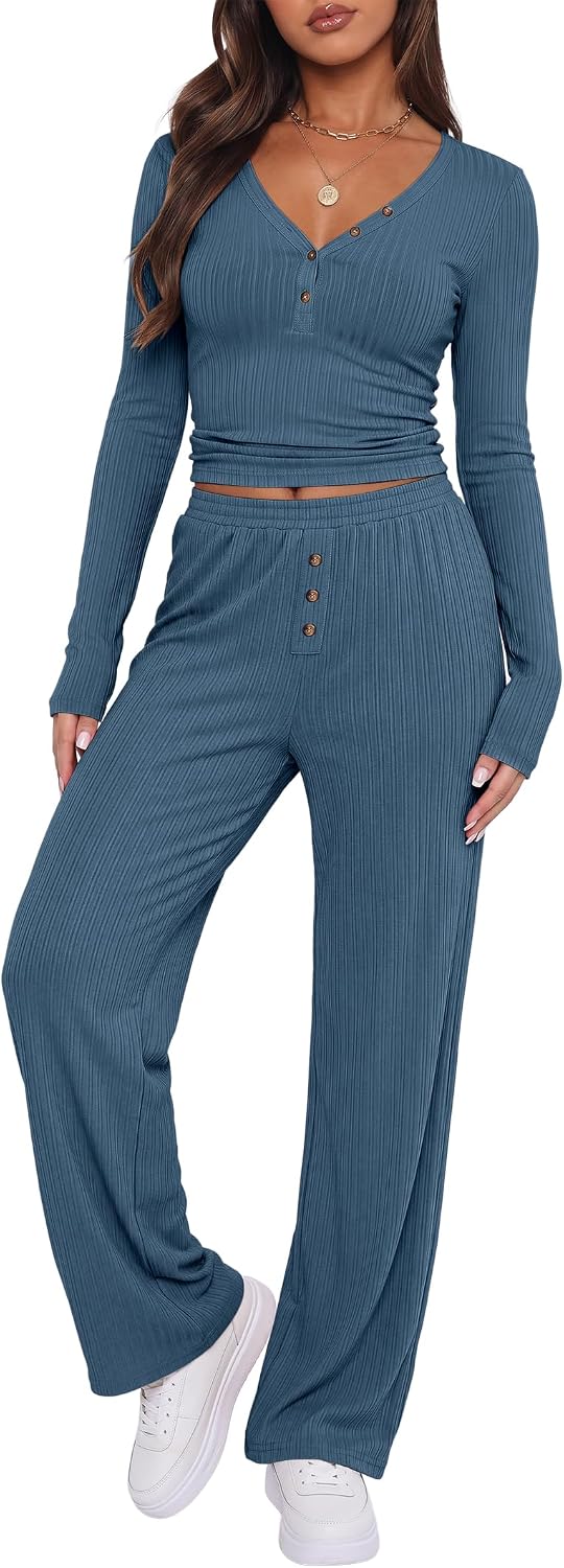 ANRABESS Henley Pajama Set