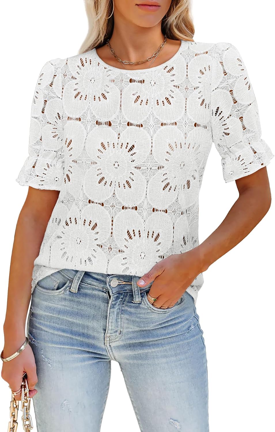 Eyelet Puff Blouse