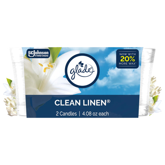Glade Scented Candle Clean Linen 2pk