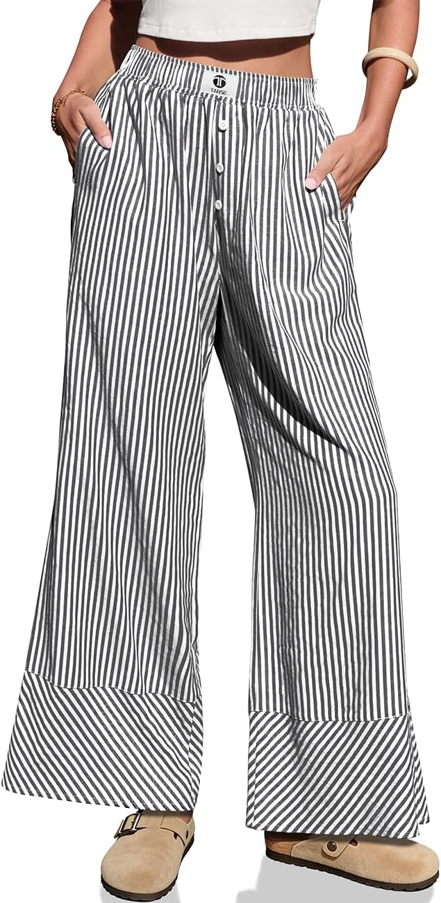Gingham Striped Palazzo Pants