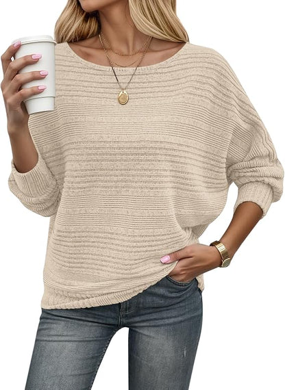 Wide Neckline Ribbed Sweater
