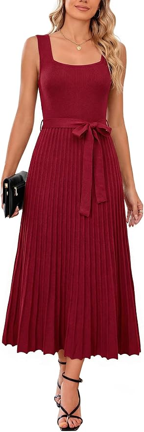 Wool Blend Square Neck Dress