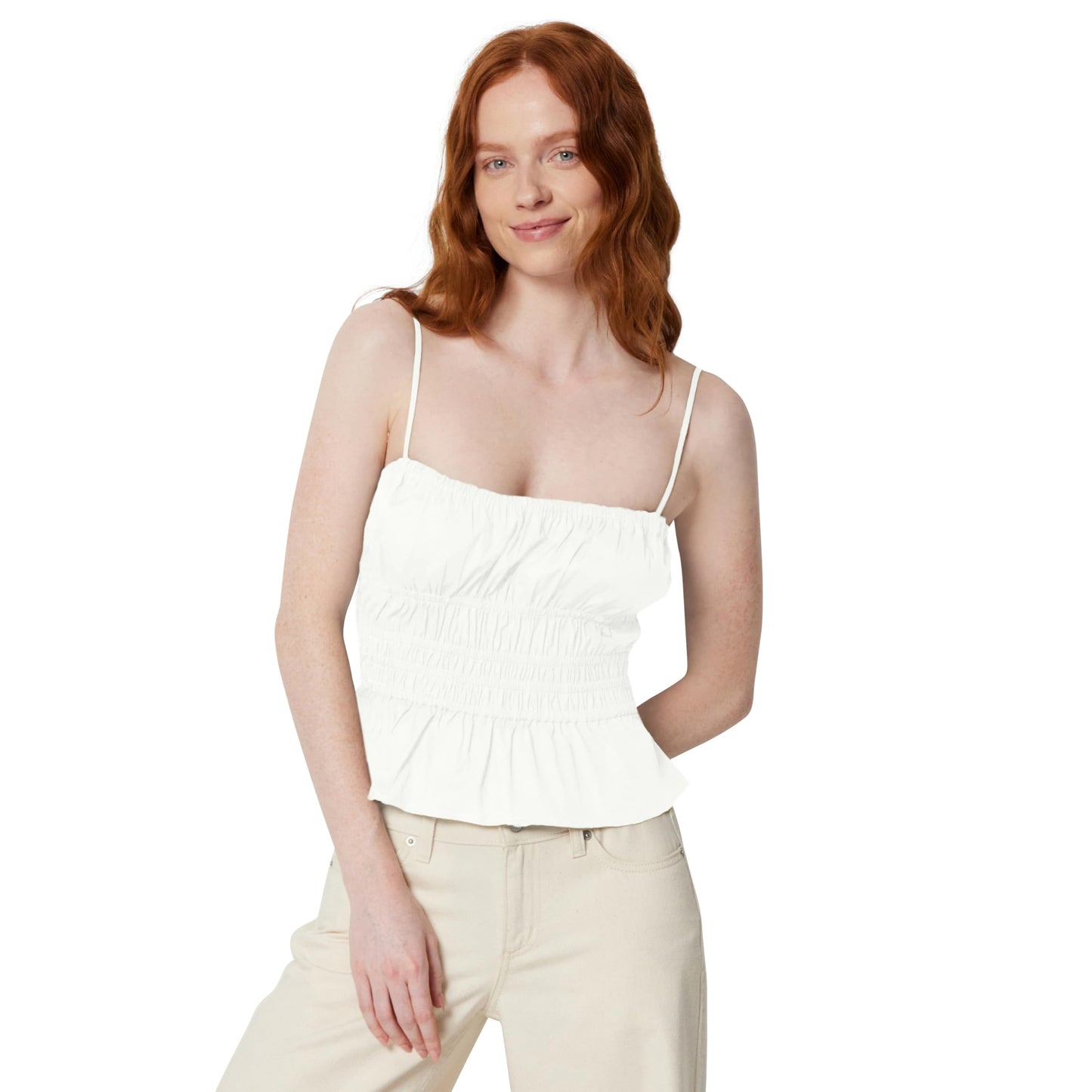Amazon Essentials Smocked Cotton Poplin Tank