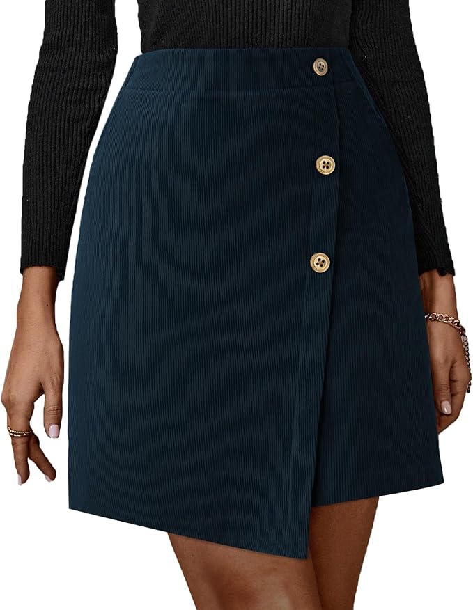 Corduroy Wrap Mini Skirt
