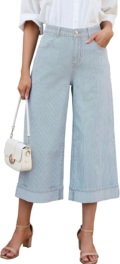 Striped Cropped Jeans