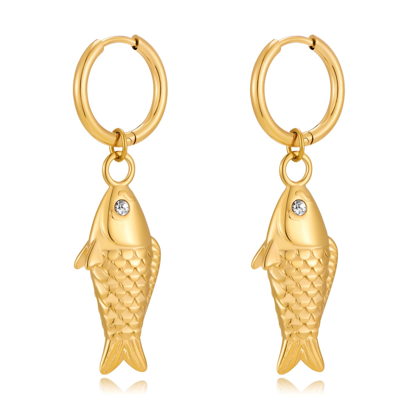 Gold Fish Hoop Earrings
