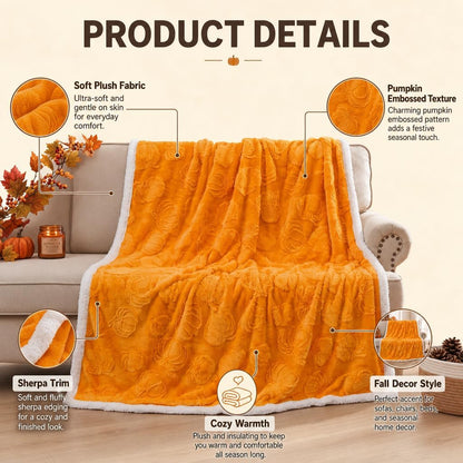 Orange Pumpkin Throw Blanket