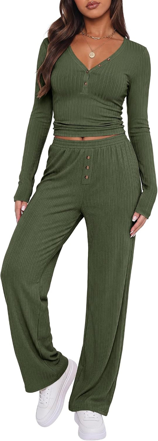 ANRABESS Henley Pajama Set