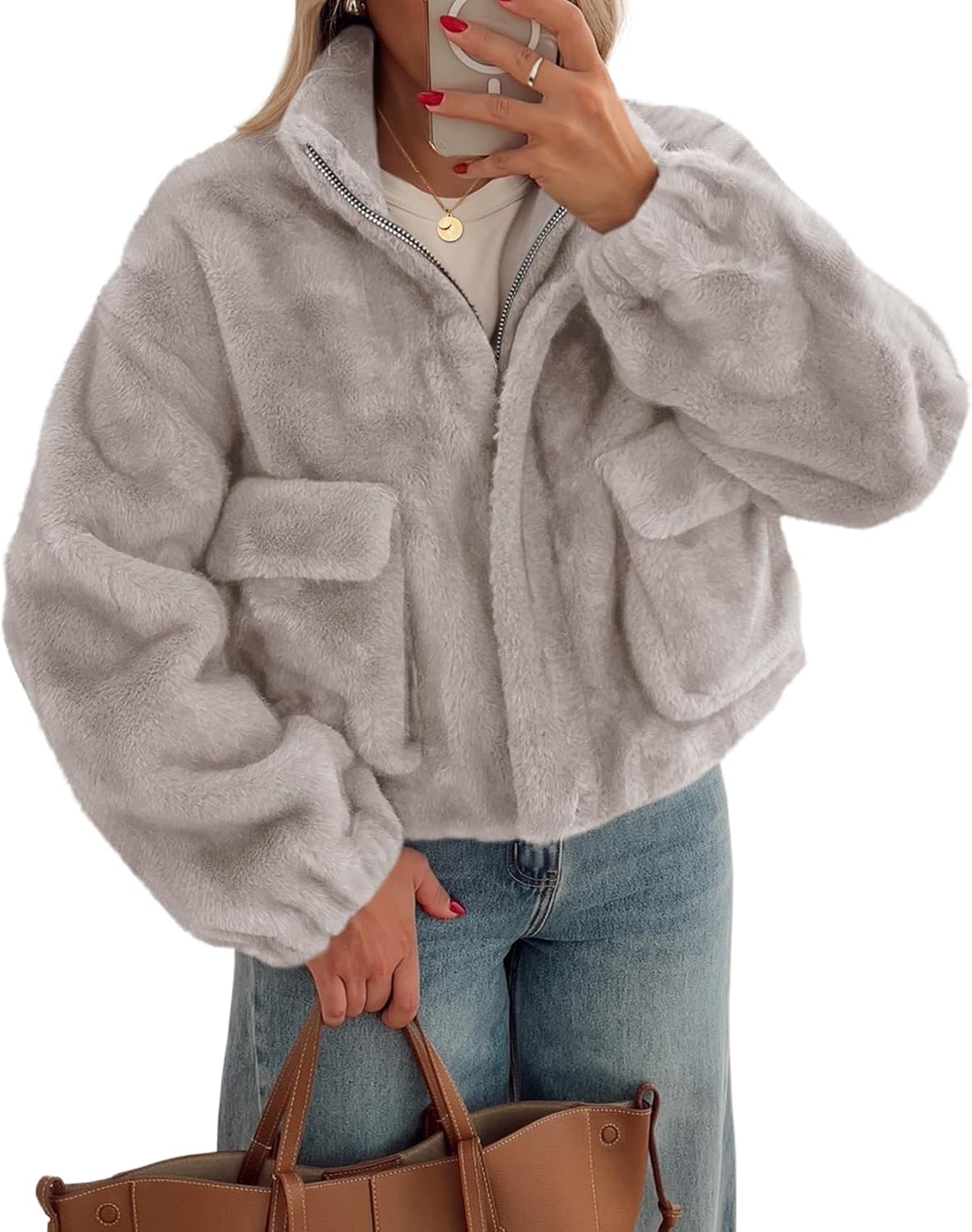 Cropped Faux Fur Jacket