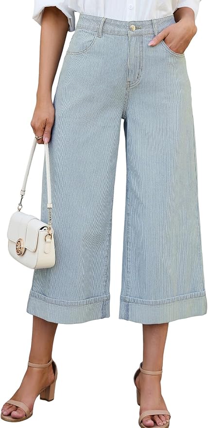 Striped Cropped Jeans