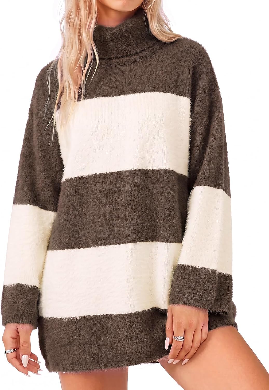 Oversized Striped Sweater Dress