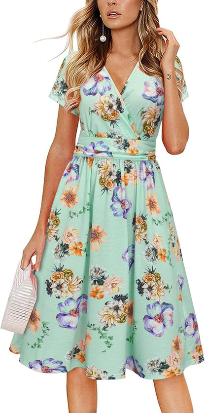 Short Sleeve Wrap Dress