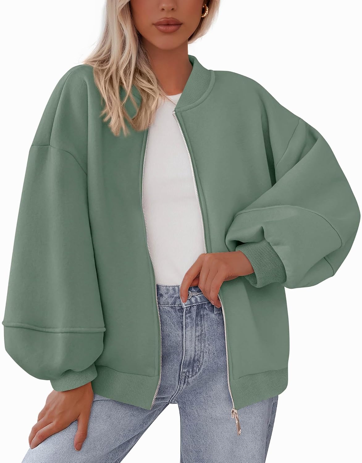 Oversized Zip Bomber Sweatshirt