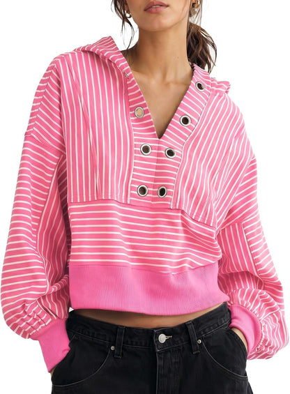 Cropped V-Neck Hoodie