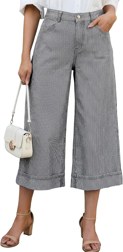 Striped Cropped Jeans