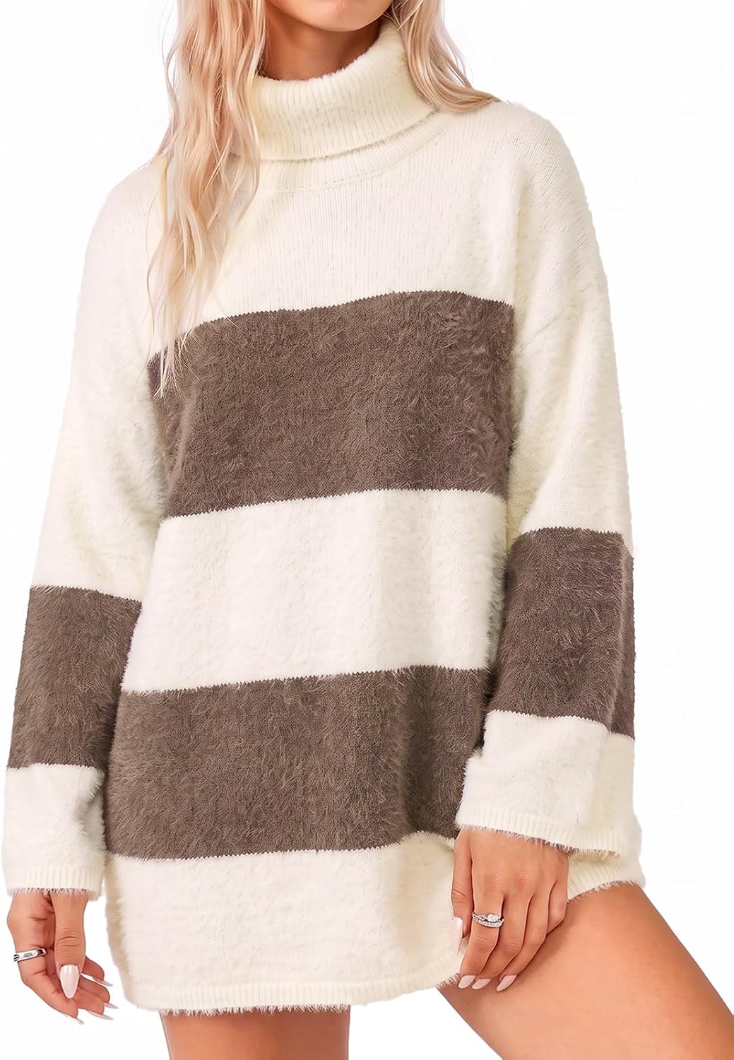 Oversized Striped Sweater Dress