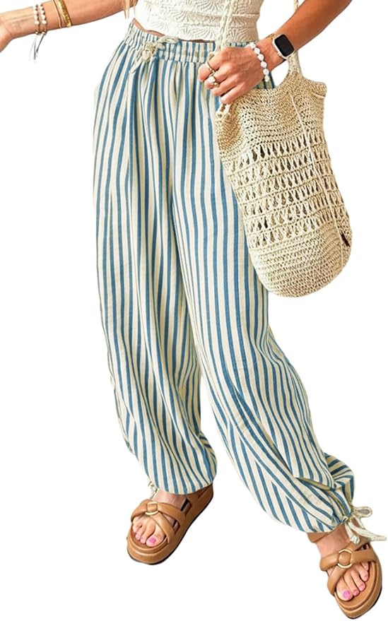 Striped Elastic Pants