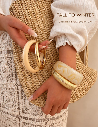 Chunky Gold Bangle Set