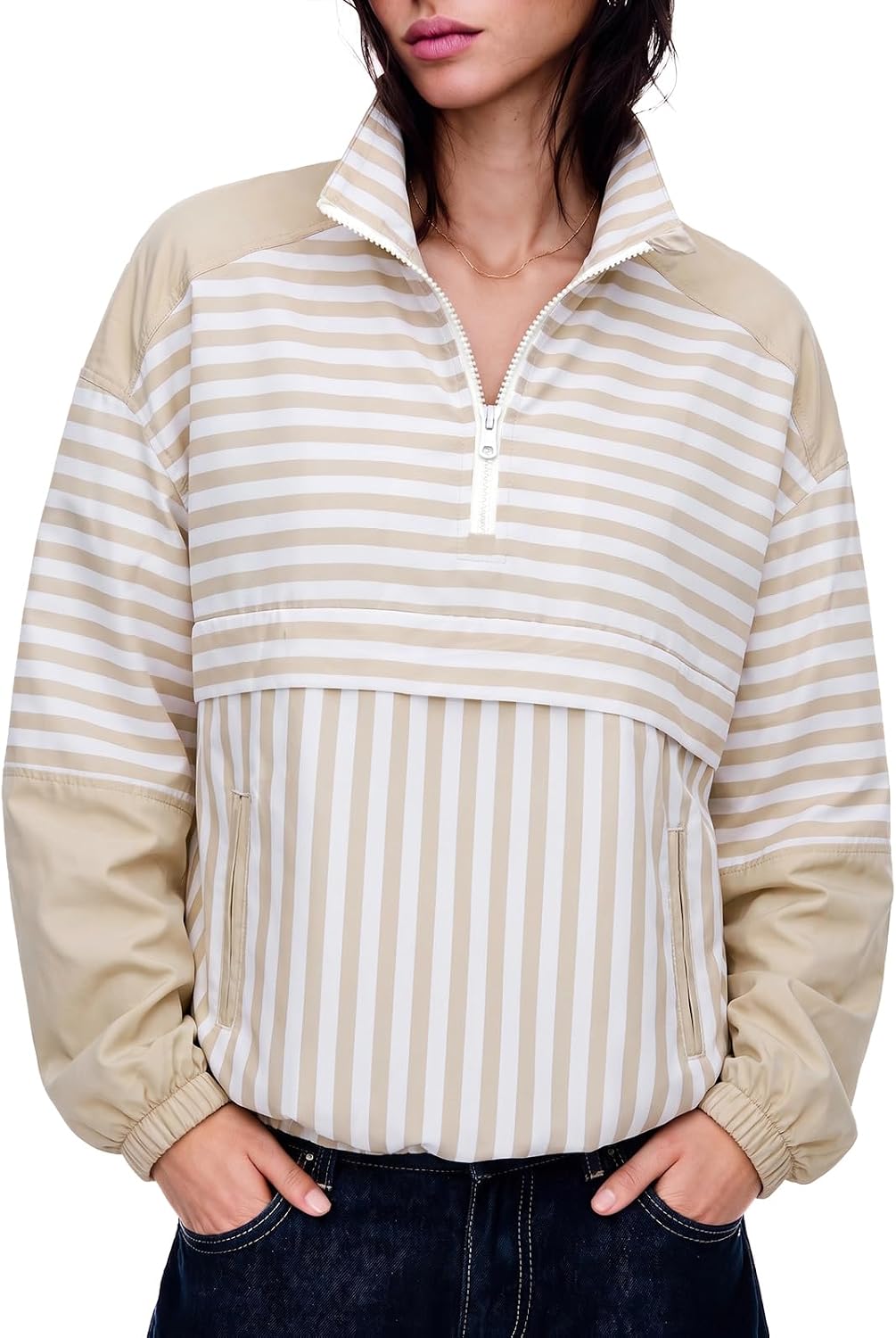 Striped Quarter Zip Pullover