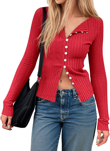 Ribbed Fitted Cardigan