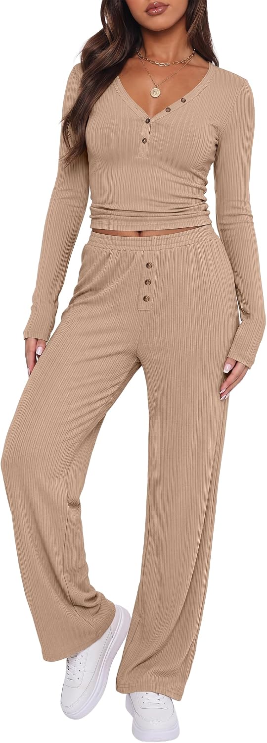 ANRABESS Henley Pajama Set