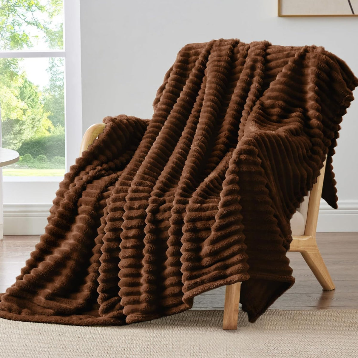 Ribbed Fleece Throw Blanket