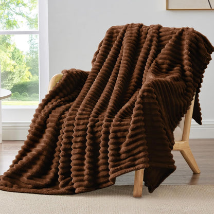 Ribbed Fleece Throw Blanket
