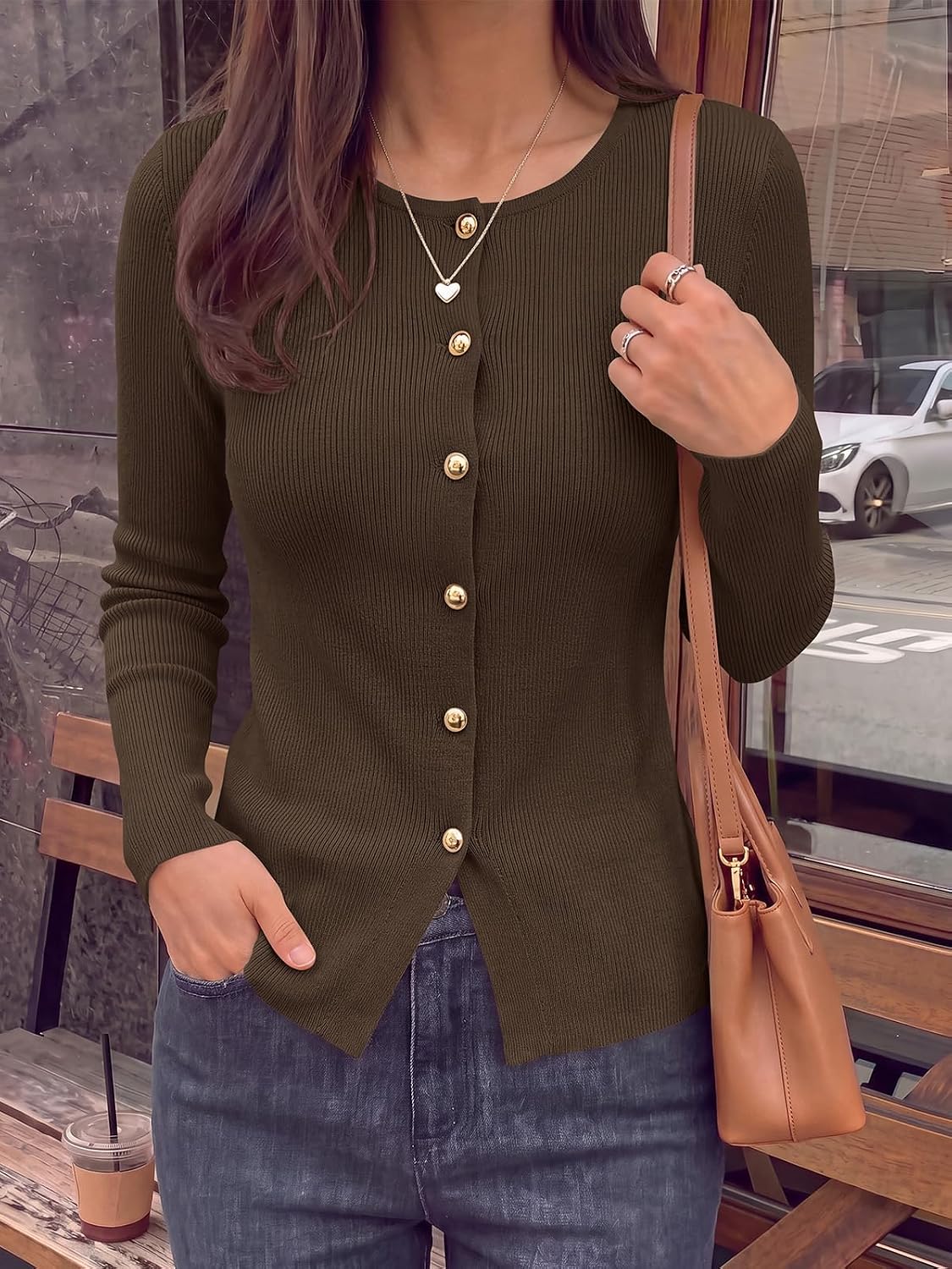 Slim Fit Ribbed Cardigan