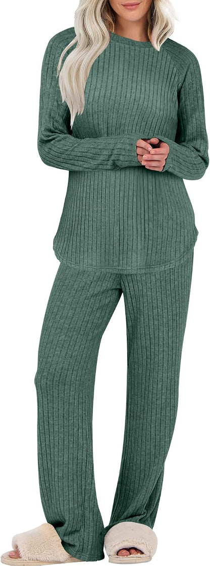 ANRABESS Ribbed Pajama Set