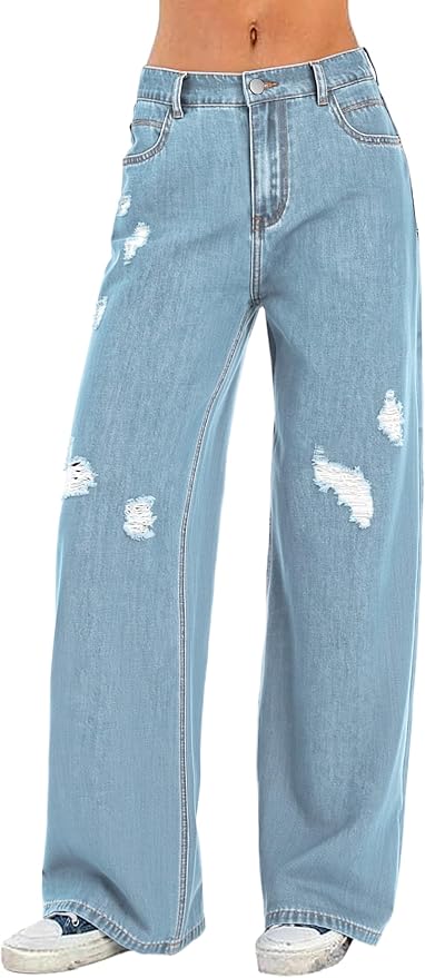 Distressed Straight Leg Jeans