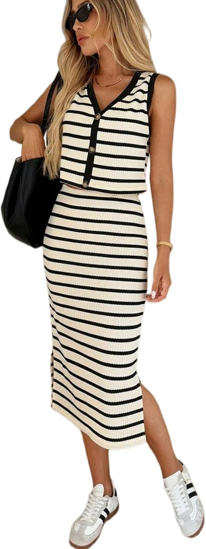 Striped Knit Outfit Set