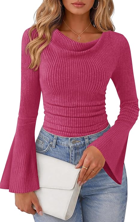Bell Sleeve Ribbed Sweater