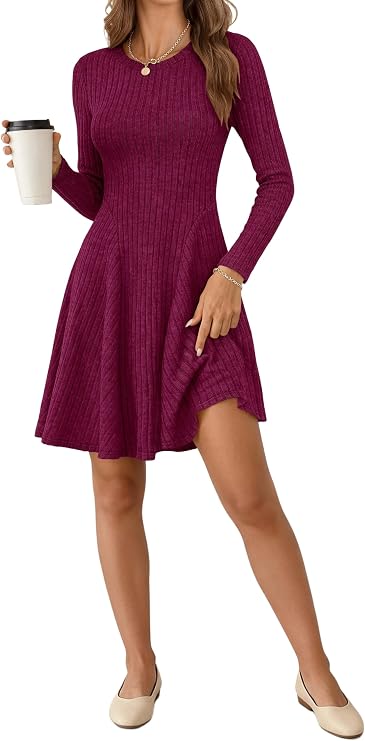 ANRABESS Ribbed Sweater Dress
