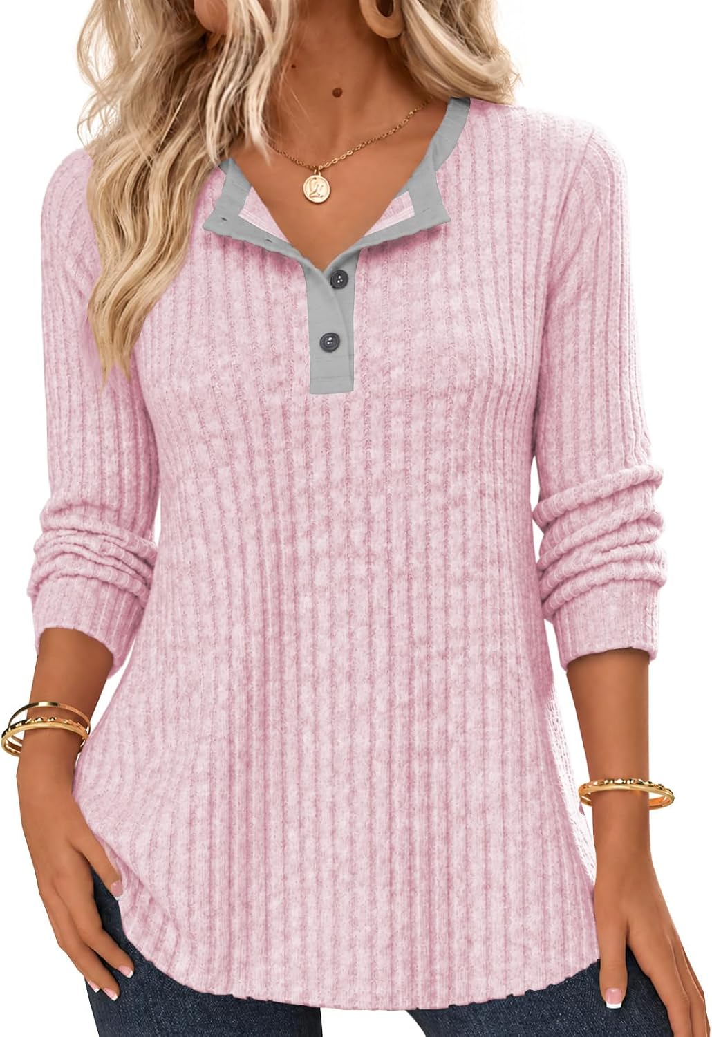 Ribbed Henley Sweater