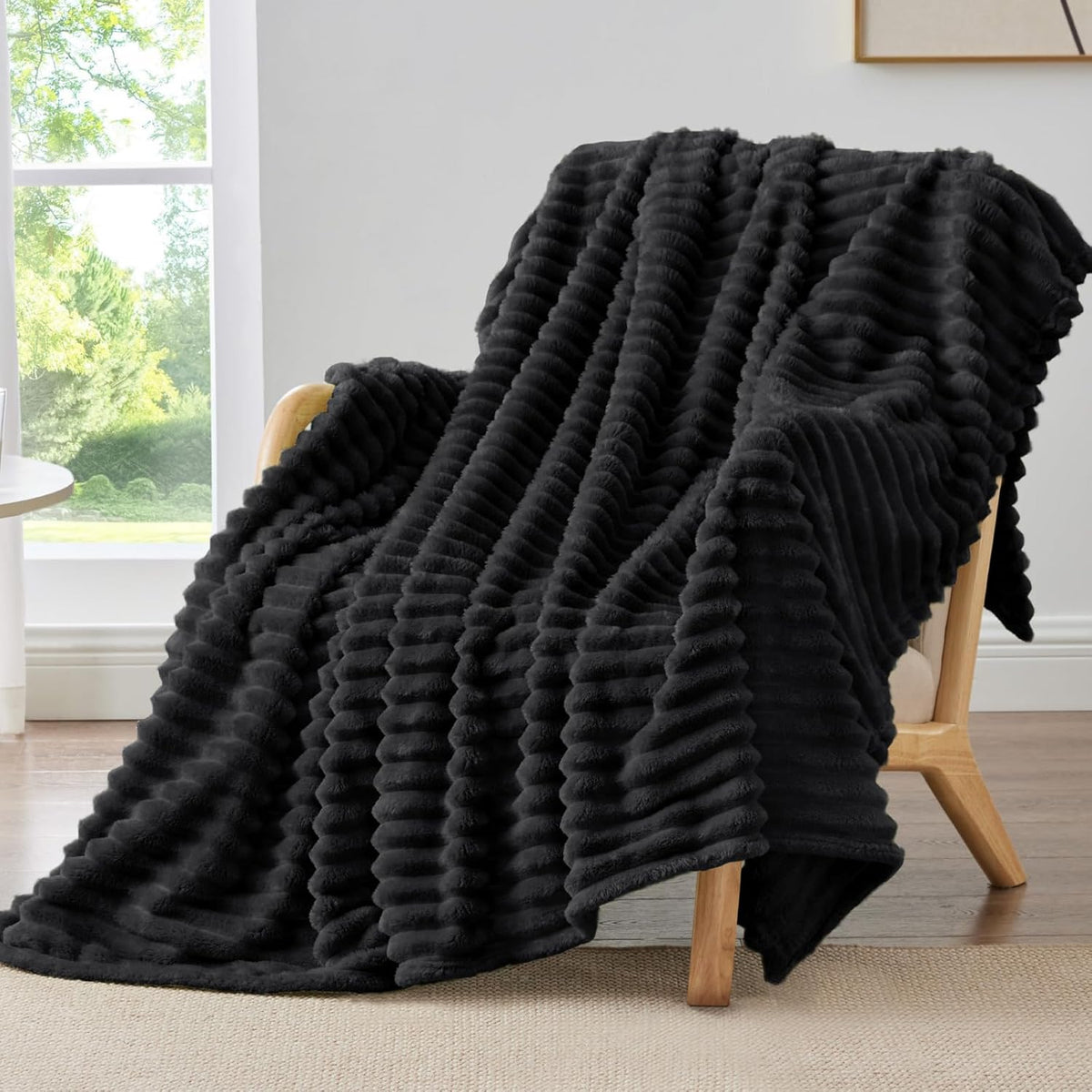 Ribbed Fleece Throw Blanket
