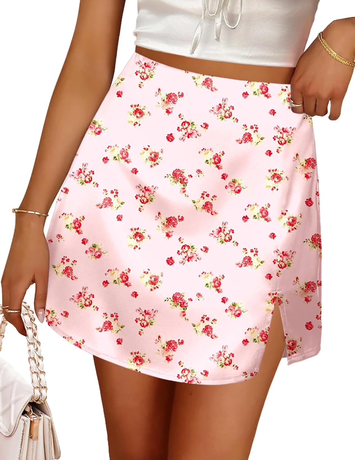 Satin High Waist Mini Skirt
